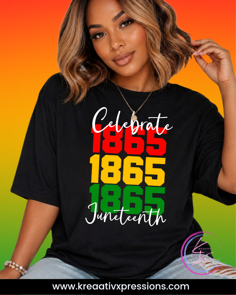 Celebrate 1865 Juneteenth Stacked Tee