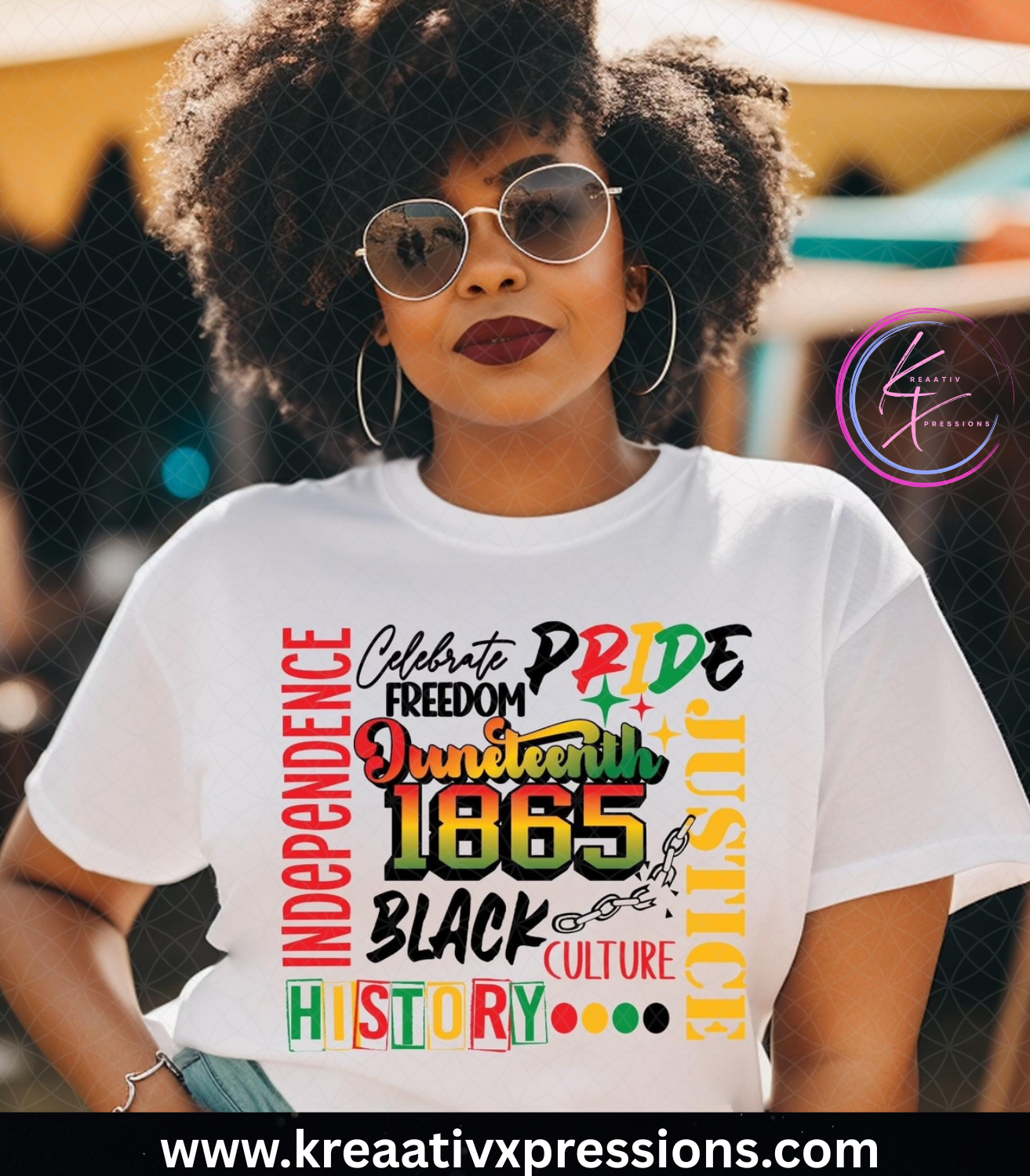 Juneteenth Independence Word Block Tee