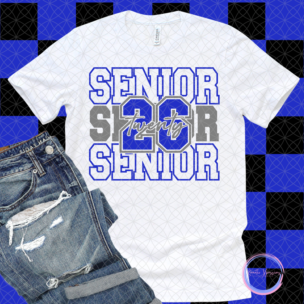 Senior 2026 Stacked T-Shirt - Custom School Colors