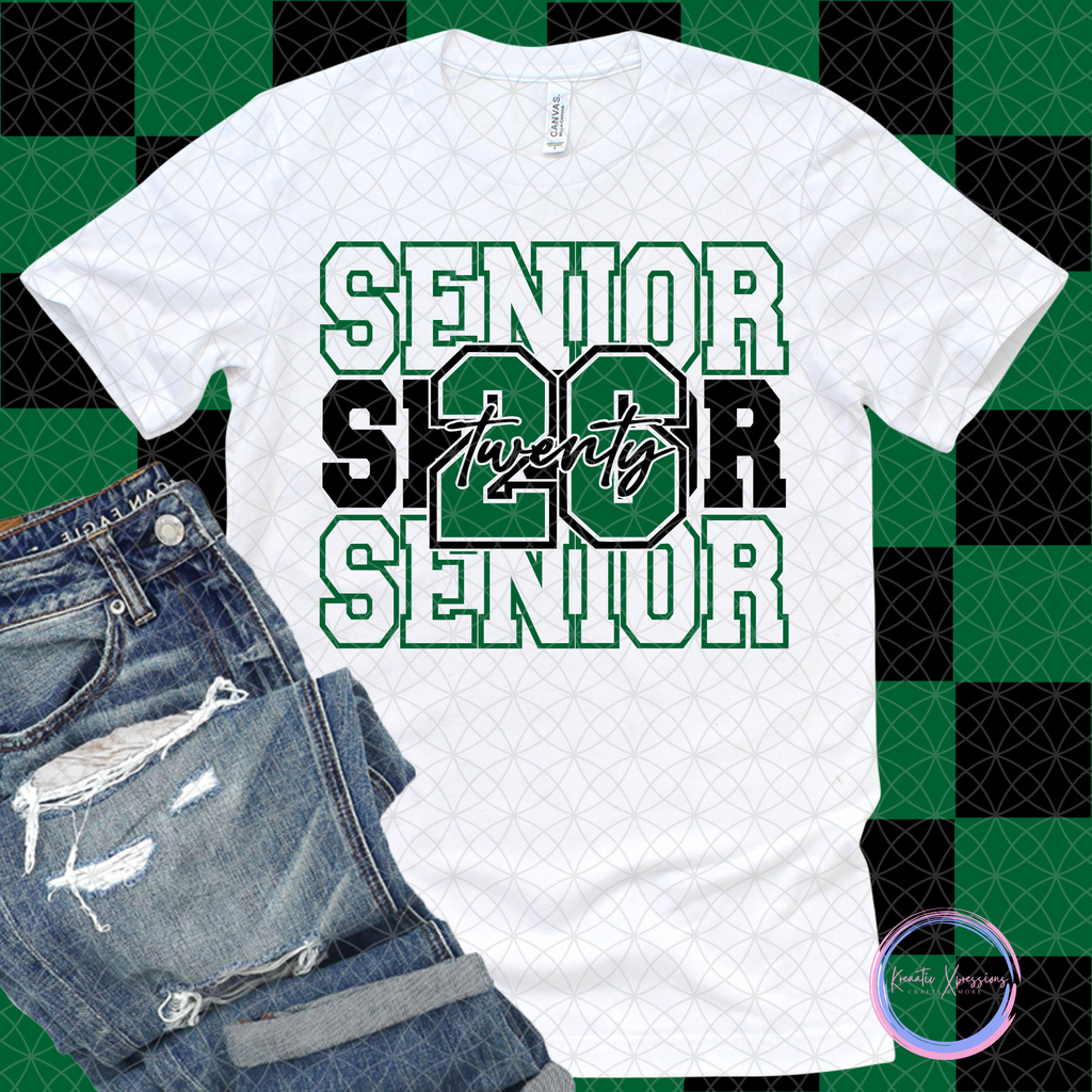 Senior 2026 Stacked T-Shirt - Custom School Colors