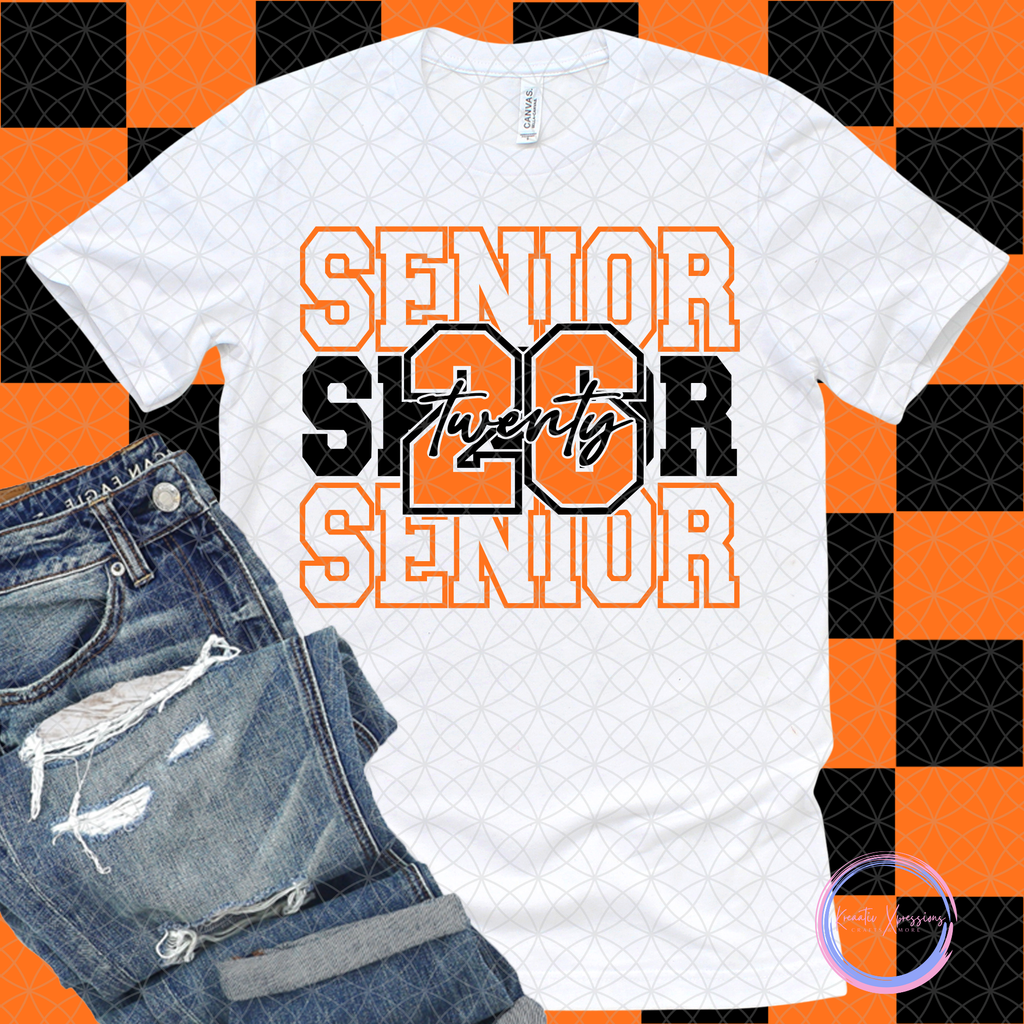 Senior 2026 Stacked T-Shirt - Custom School Colors