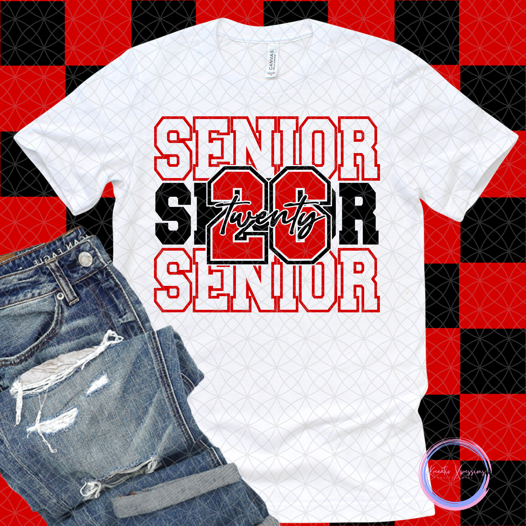 Senior 2026 Stacked T-Shirt - Custom School Colors
